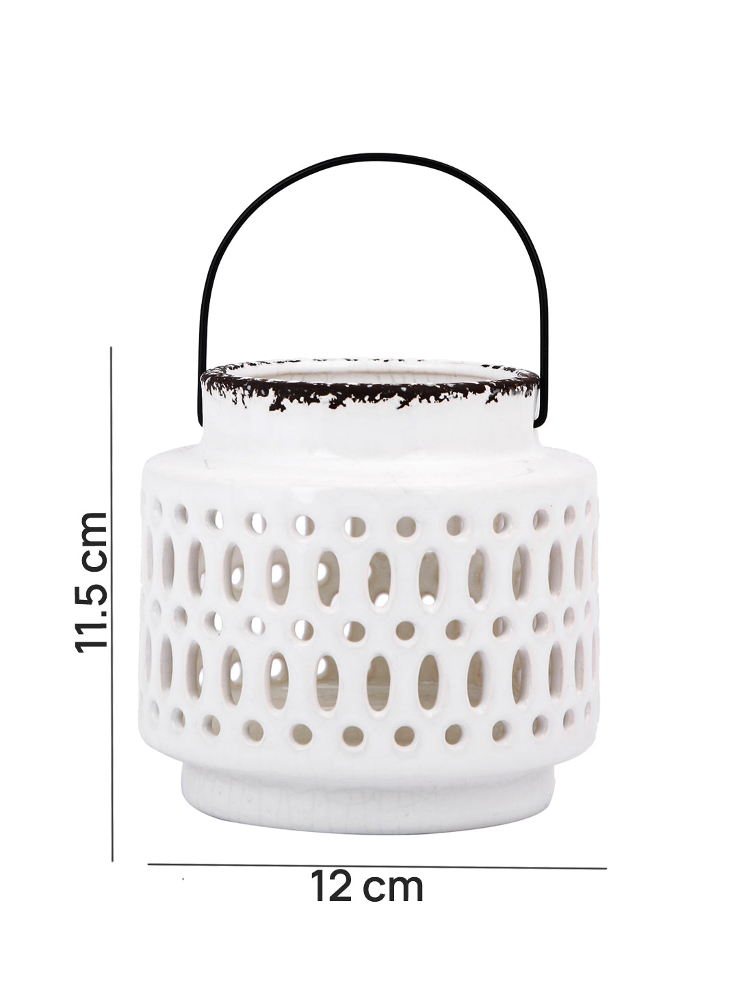 White & Black Crafted Ceramics Candle Holder