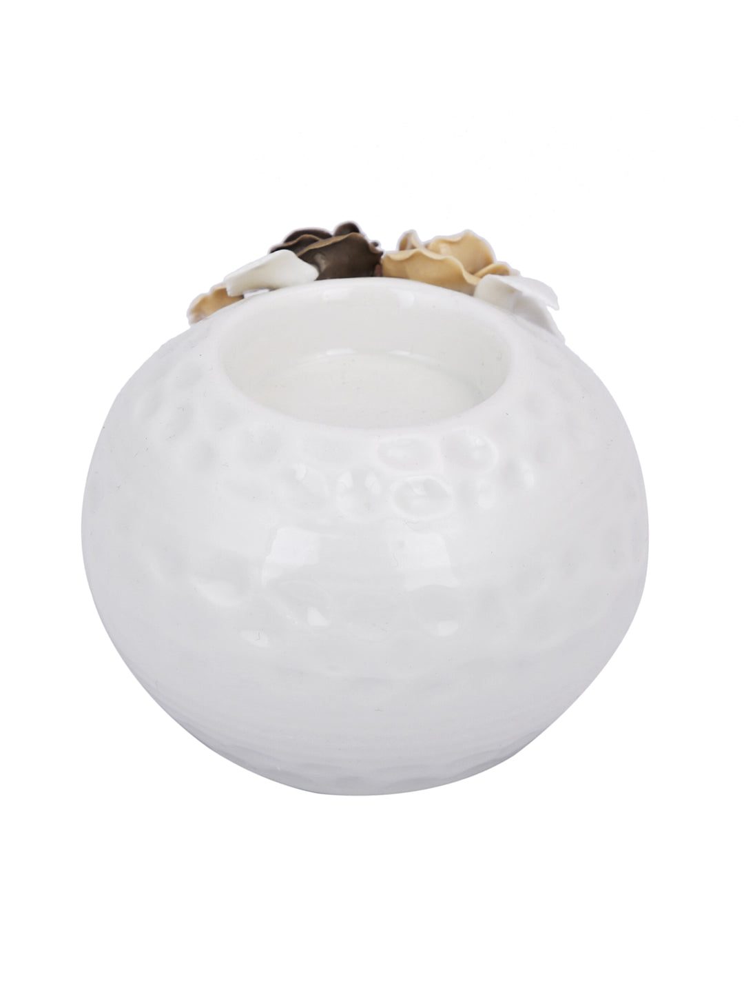 White & Beige Floral Radiance Candle Holder