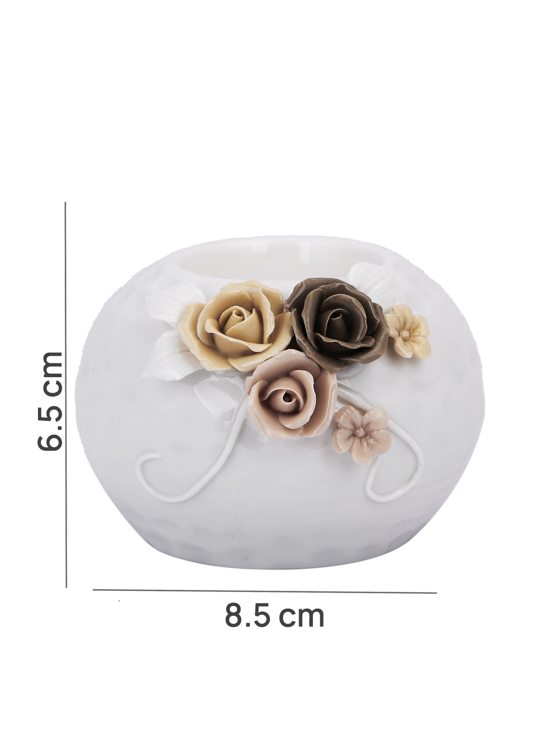 White & Beige Floral Radiance Candle Holder
