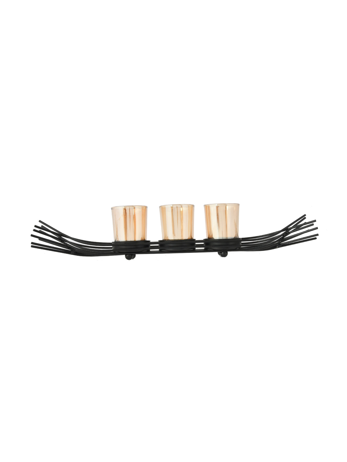 Black & Transparent Metal Glass Candle Holder