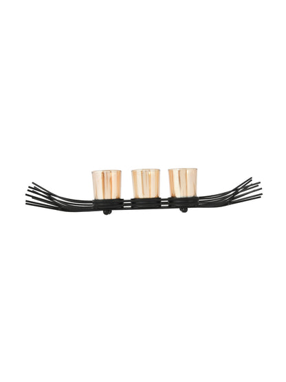 Black & Transparent Metal Glass Candle Holder