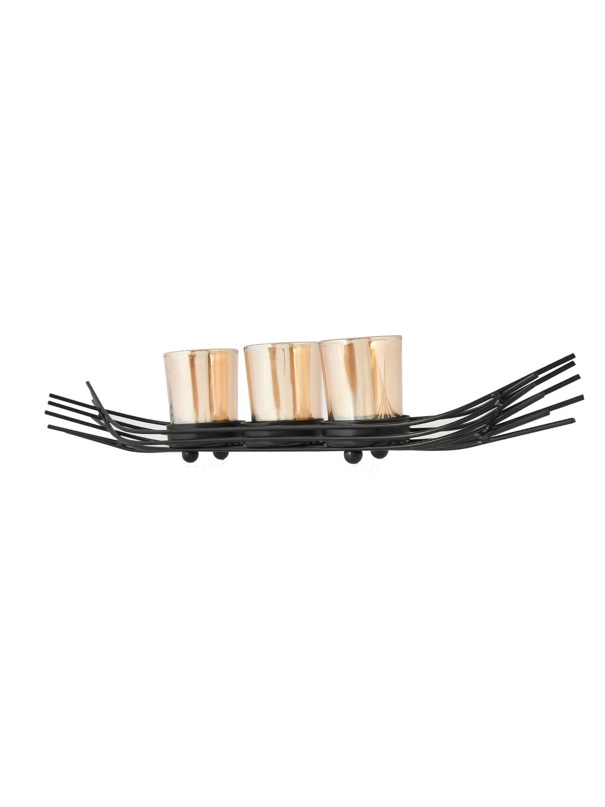 Black & Transparent Metal Glass Candle Holder