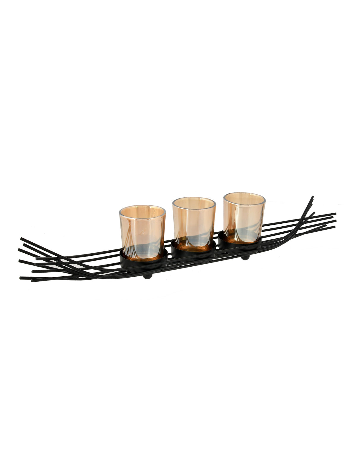 Black & Transparent Metal Glass Candle Holder