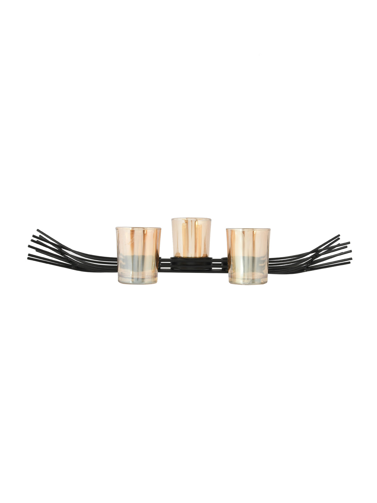 Black & Transparent Metal Glass Candle Holder