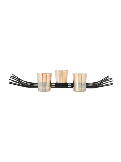 Black & Transparent Metal Glass Candle Holder