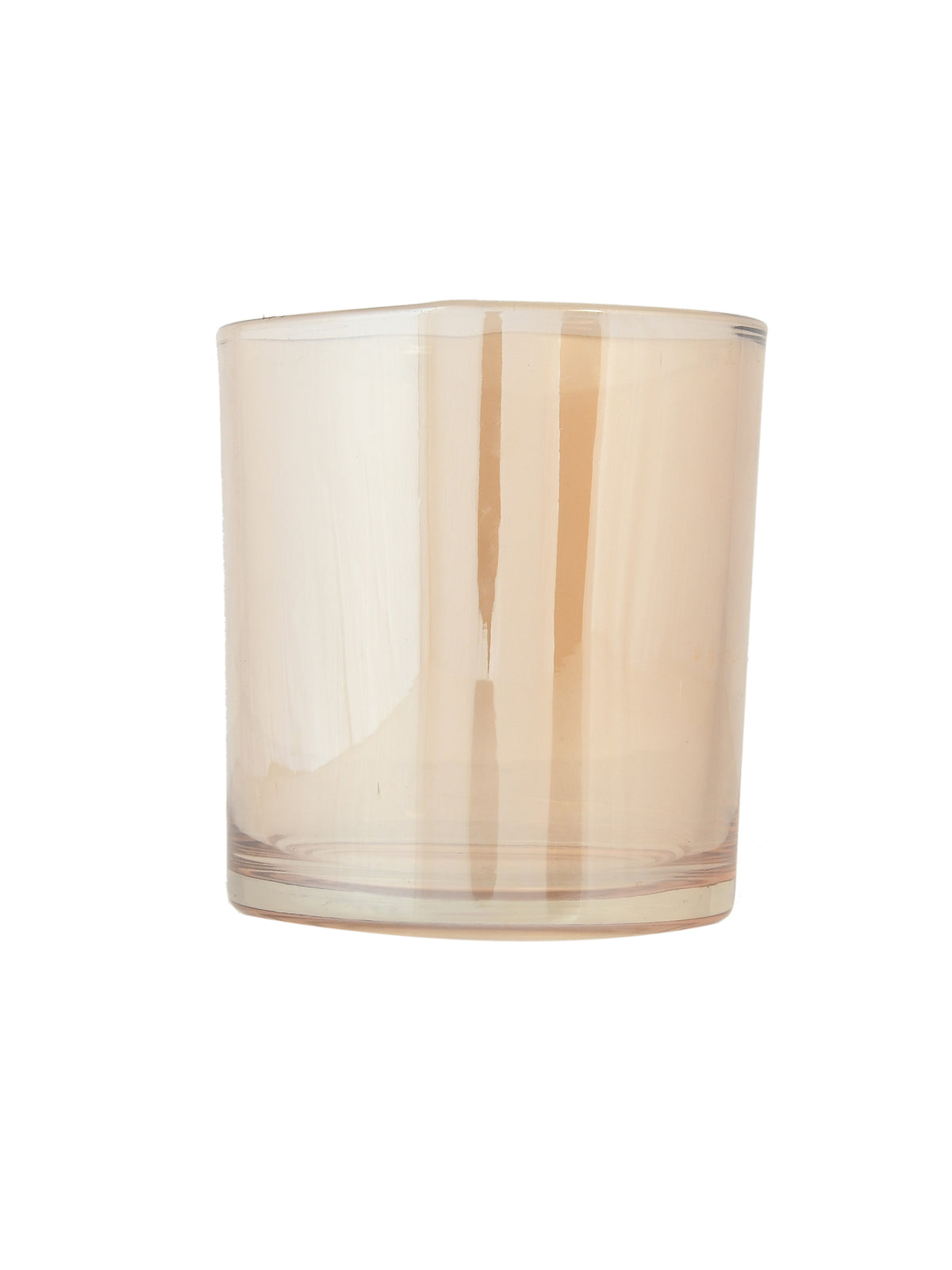 Black & Gold Toned Textured Metal Candle Holder With Glass