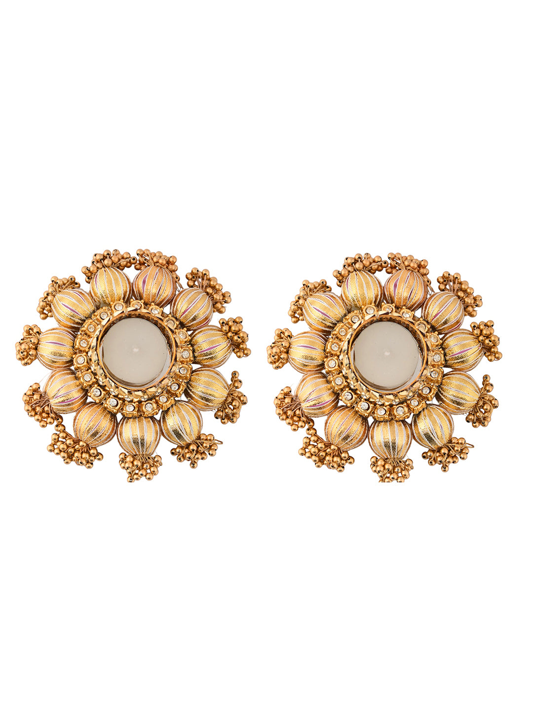 Gold-Toned 2 Pieces Embellished Tea Light Candle Holder