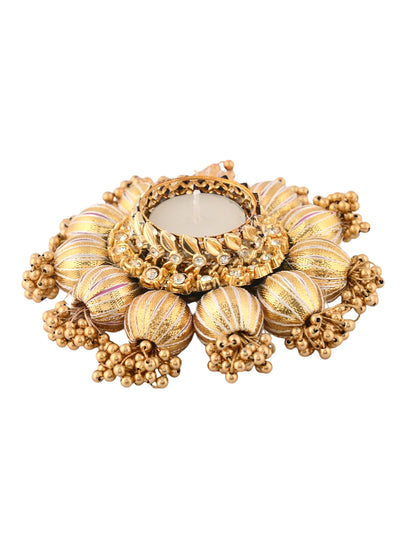 Gold-Toned 2 Pieces Embellished Tea Light Candle Holder