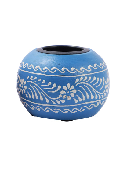 Red & Blue 2 Pieces Wooden Candle Holders