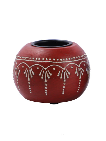 Red & Blue 2 Pieces Wooden Candle Holders