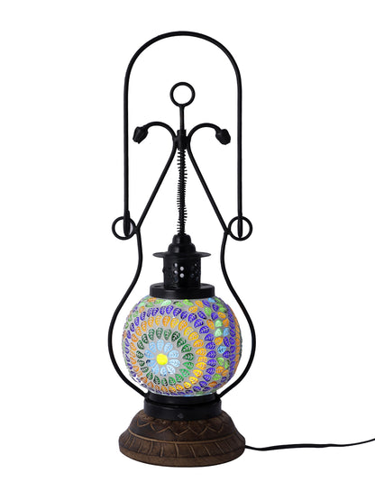 Traditional Lantern Style Lamp with Coloured Glass