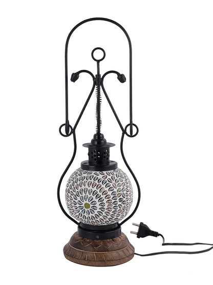 Traditional Lantern Style Lamp with Coloured Glass