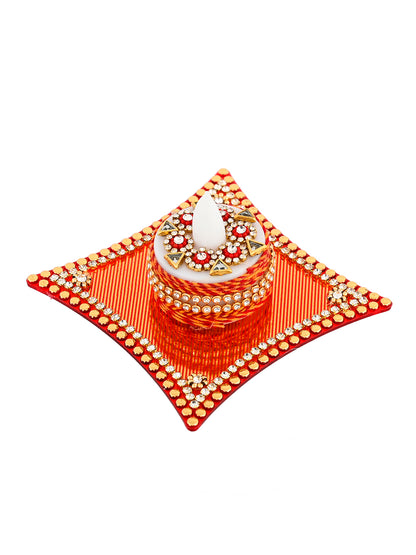 Red & White 2 Pieces Metal Candle Holders