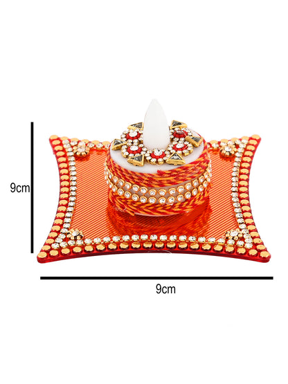 Red & White 2 Pieces Metal Candle Holders