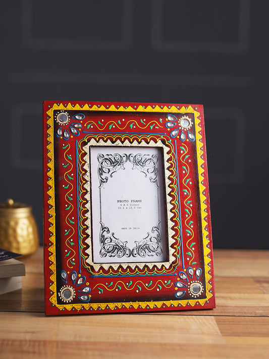 Handpainted Red Wooden Photo frame