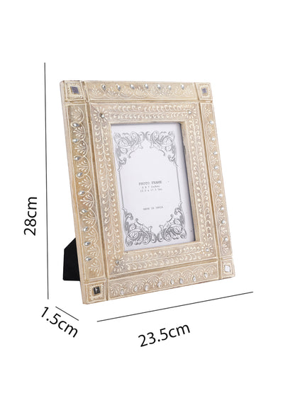 Beige & White Wooden Photo Frame