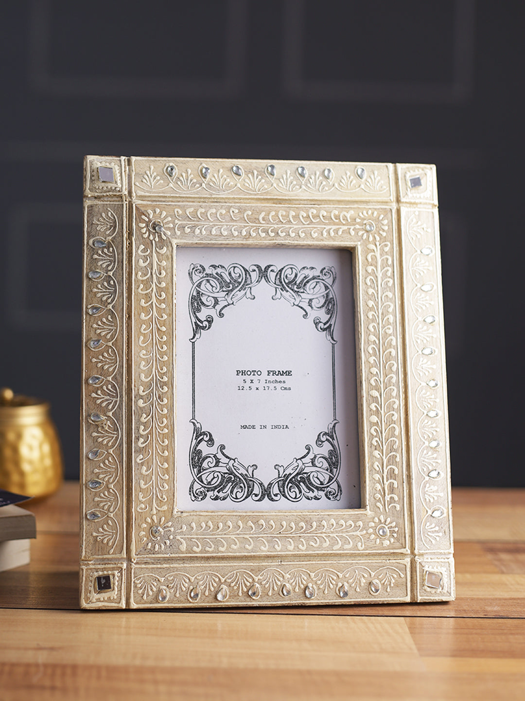 Beige & White Wooden Photo Frame