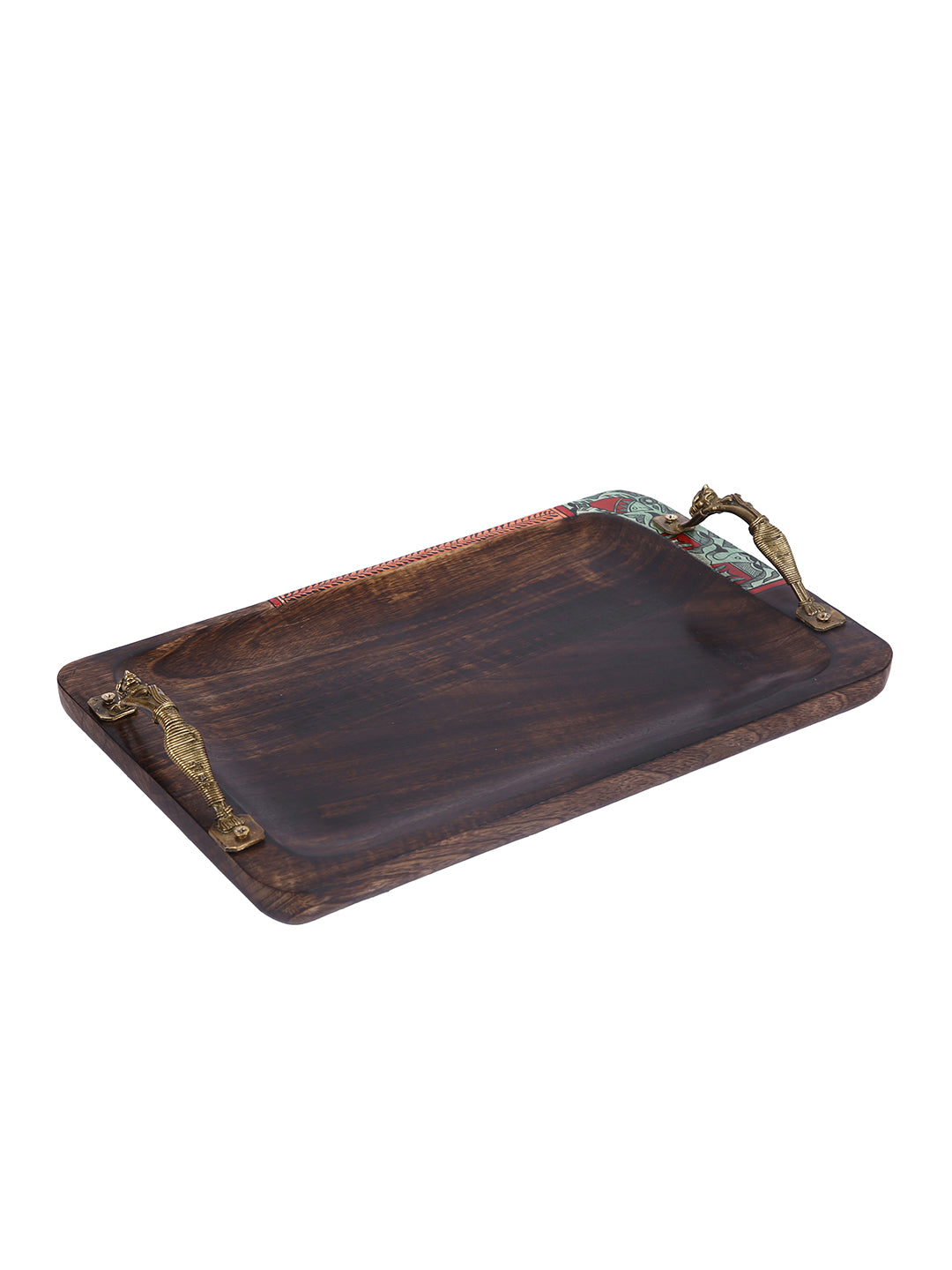 Rectangular Wooden Tray with Designer Handles