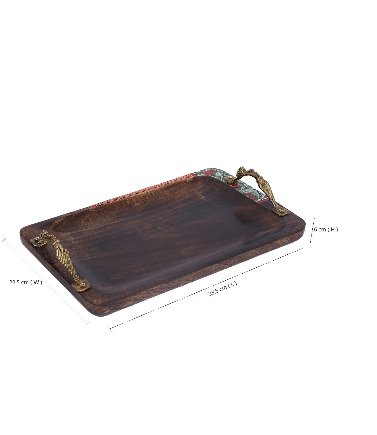 Rectangular Wooden Tray with Designer Handles