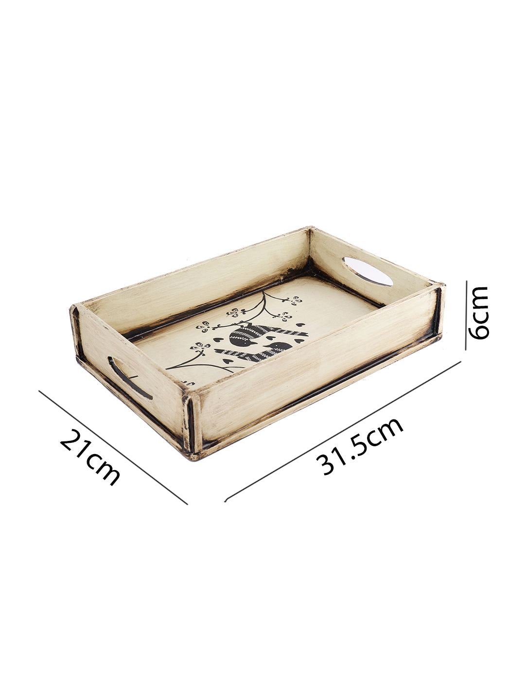 Hancrafted Love Birds Printed Wooden Tray