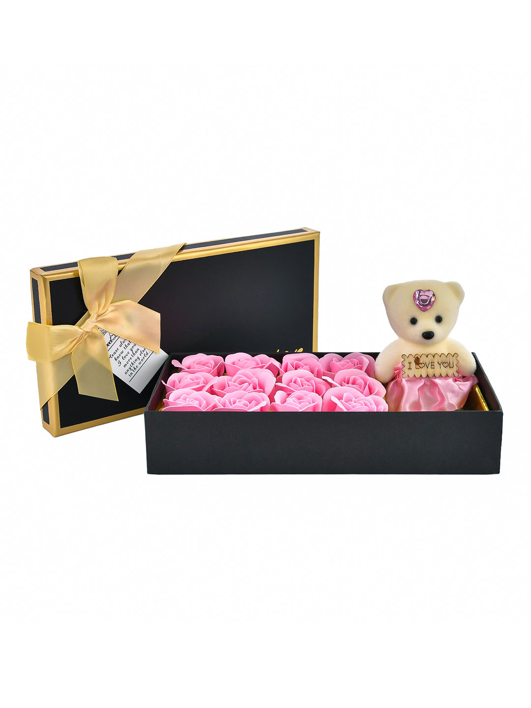 Blush Pink Roses and Teddy Gift Set