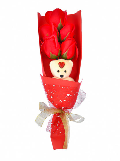Cuddly Teddy and Roses Bouquet