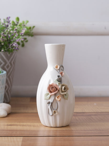 Three White Beautiful and Serene Vases