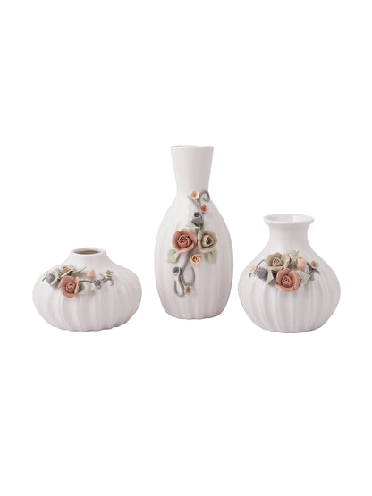 Three White Beautiful and Serene Vases