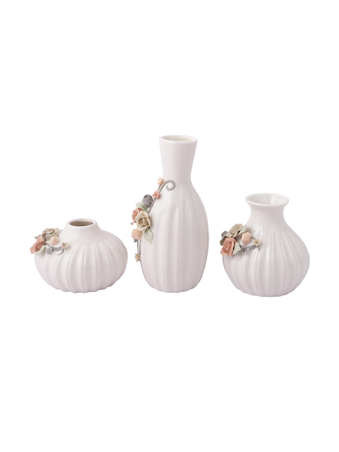 Three White Beautiful and Serene Vases