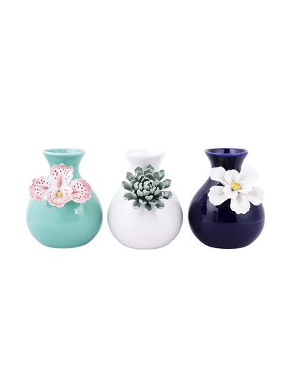 Multicolor Ceramic Flower Vase Set of 3