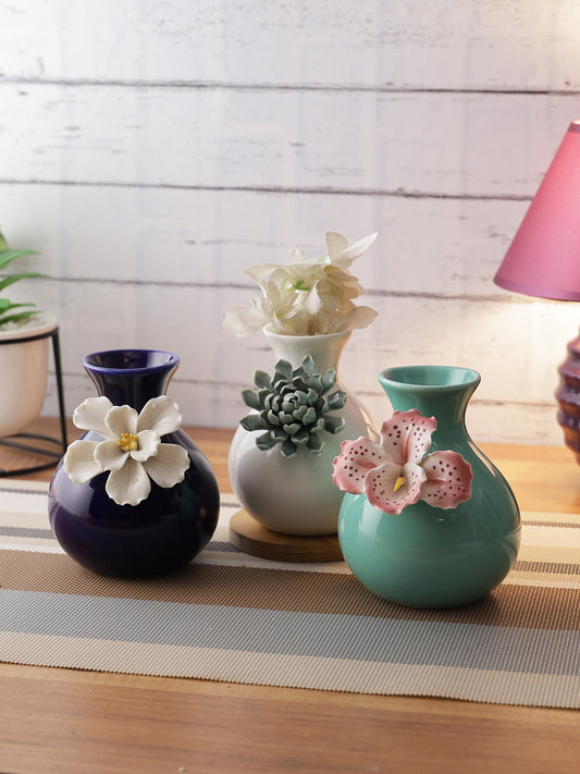 Multicolor Ceramic Flower Vase Set of 3