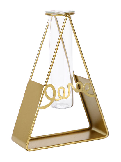 Transparent Metal & Glass Flower Vase