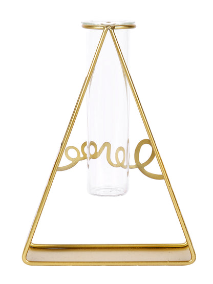 Transparent Metal & Glass Flower Vase