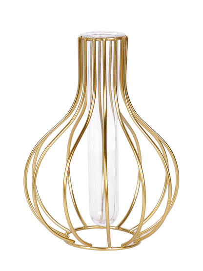 Transparent Metal & Glass Flower Vase