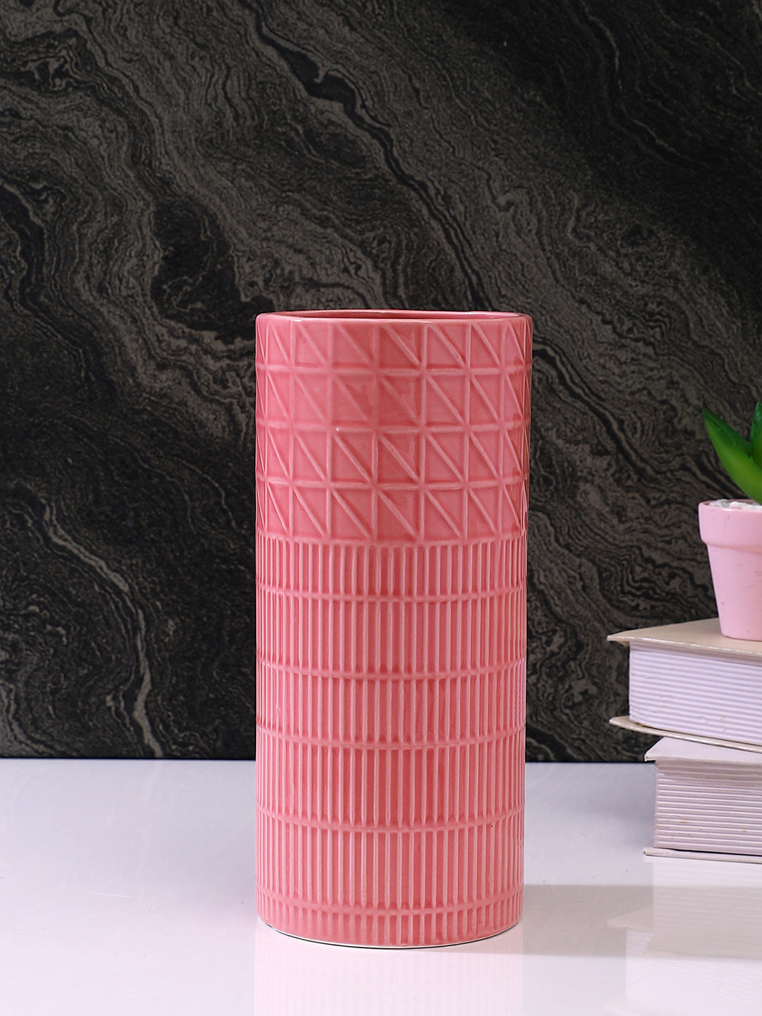 Pink Textured Harmony Ceramic Flower Vase