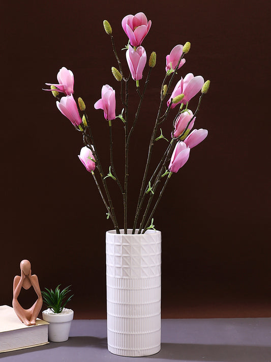 White Textured Elegance Ceramic Flower Vase