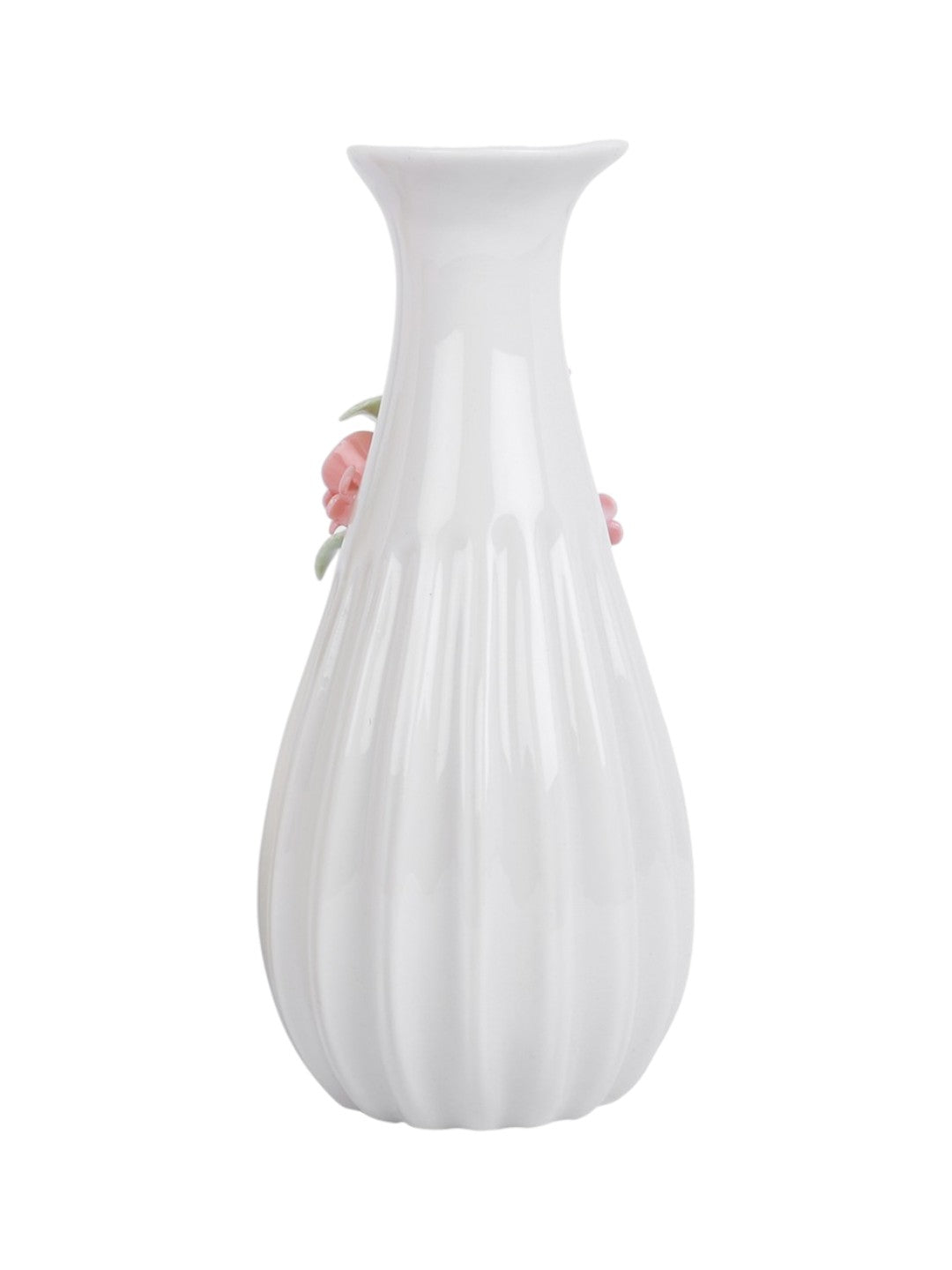 White & Pink Textured Ceramic Flower Vase