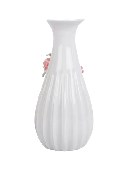 White & Pink Textured Ceramic Flower Vase