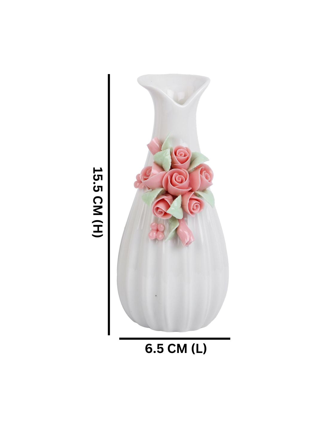 White & Pink Textured Ceramic Flower Vase