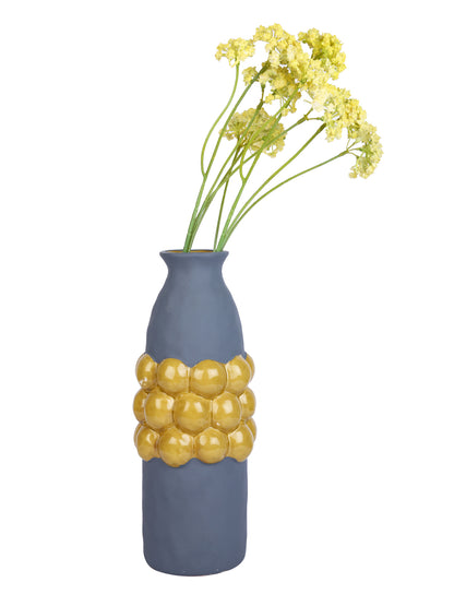 Blue & Mustard Textured Ceramic Flower Vase