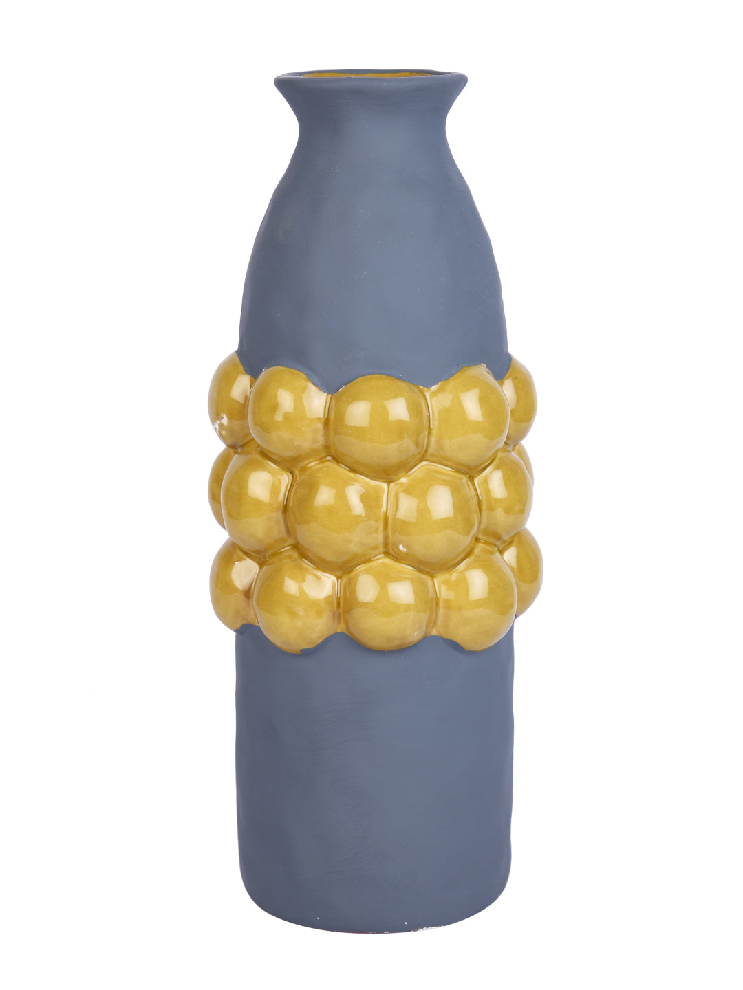 Blue & Mustard Textured Ceramic Flower Vase