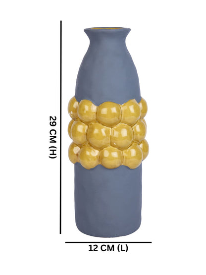 Blue & Mustard Textured Ceramic Flower Vase