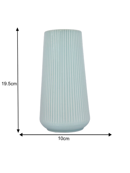 Cool and Calm Ribbed Ceramic Vase