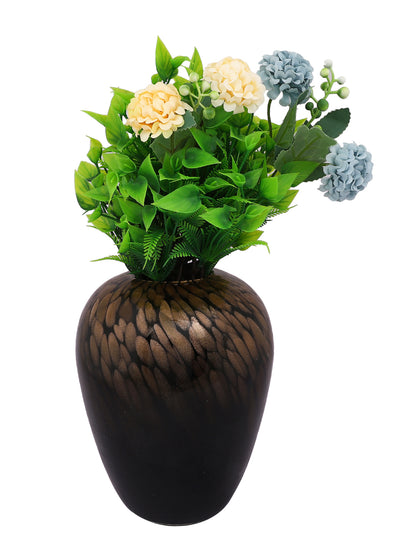 Black & Gold-Toned Speckled Glass Amber Flower Vase