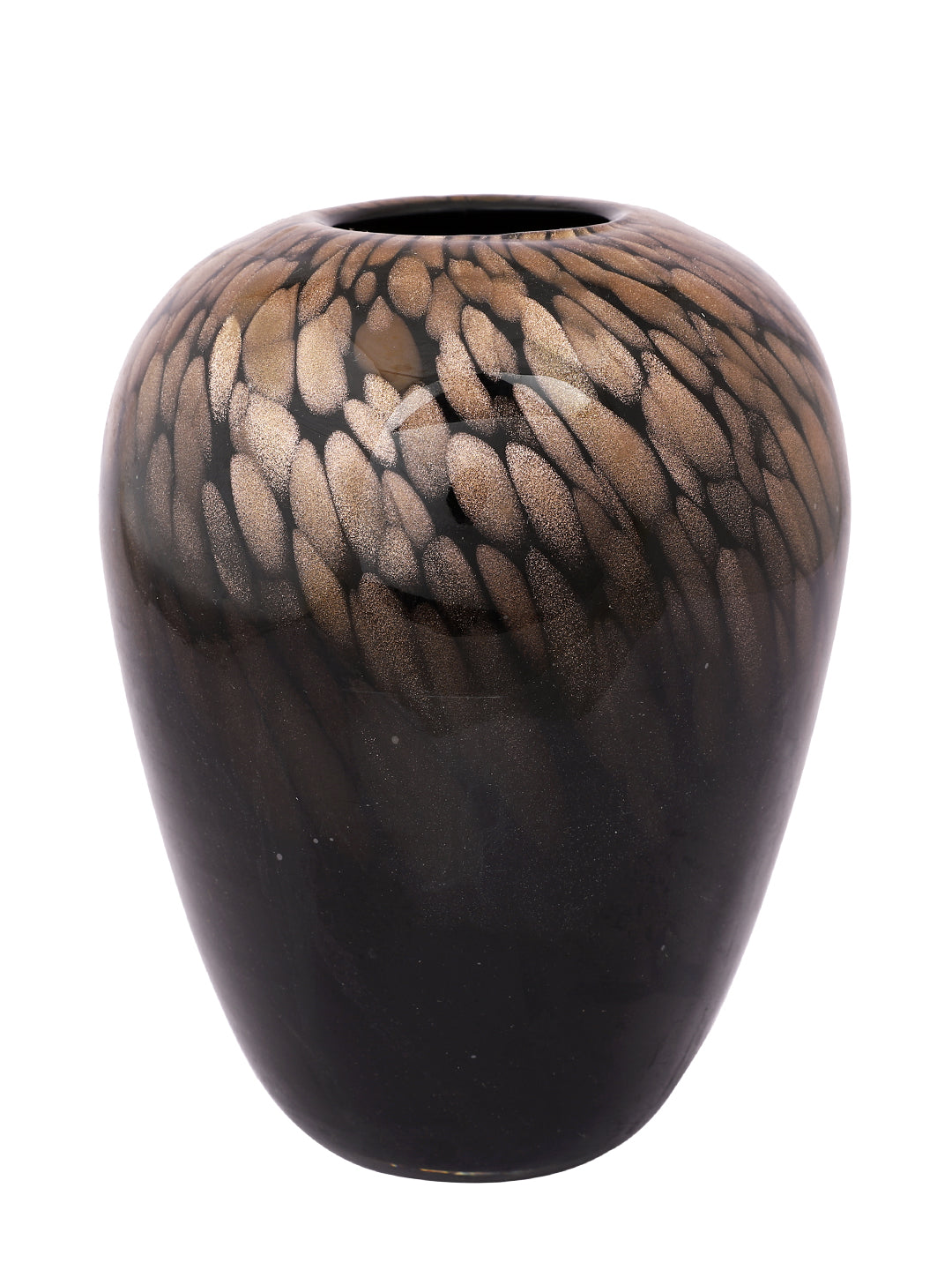 Black & Gold-Toned Speckled Glass Amber Flower Vase