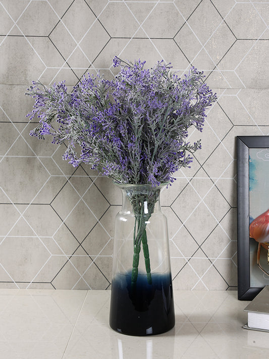 Blue & Transparent Glass Flower Vase