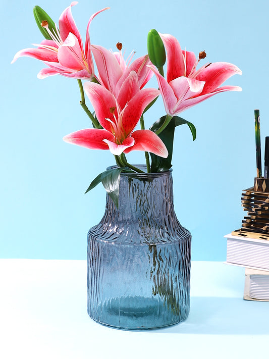 Purple Twilight Ripple Smokey Textured Glass Flower Vase