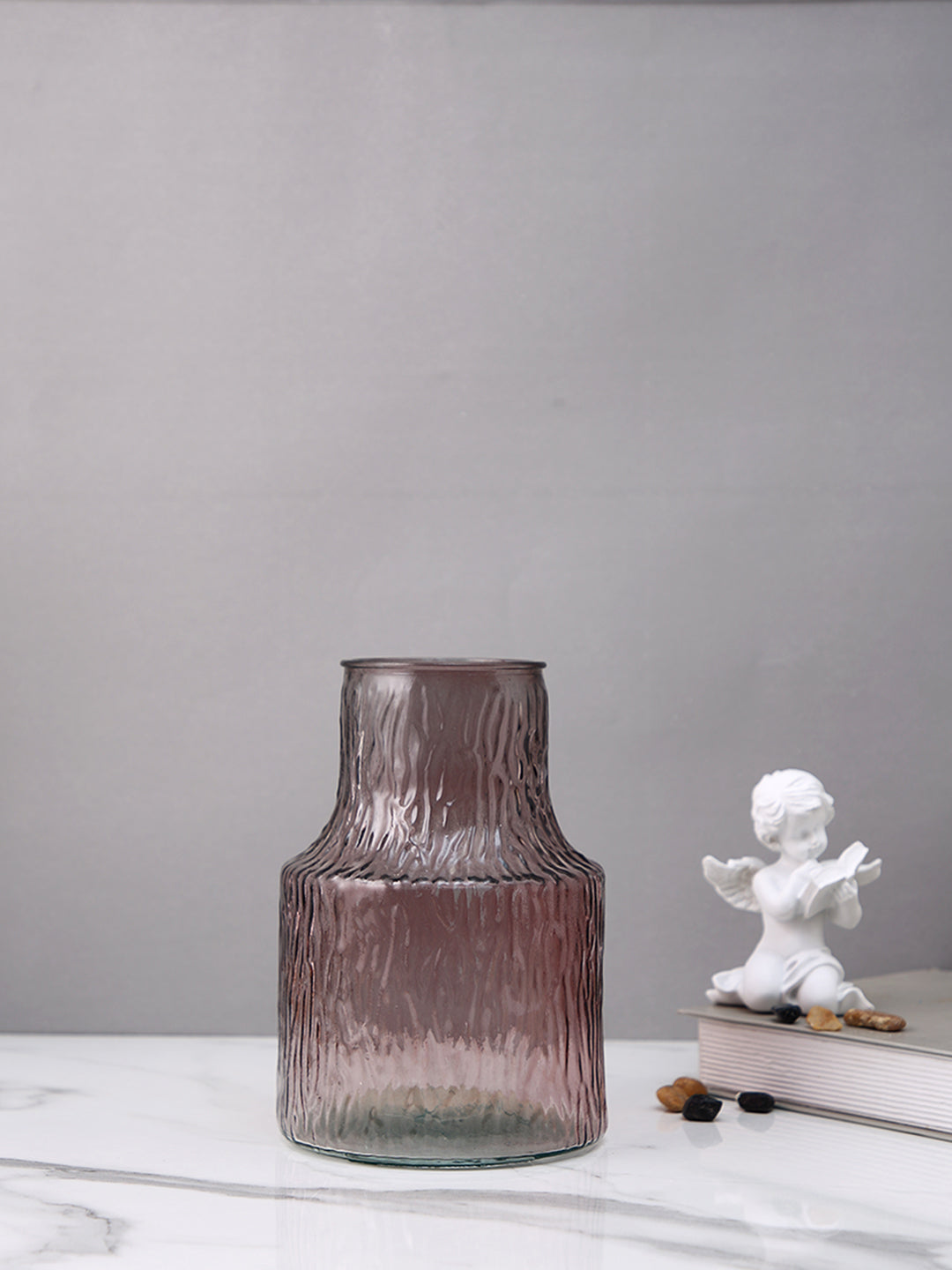 Ros Haze Dusky Pink Textured Glass Flower Vase