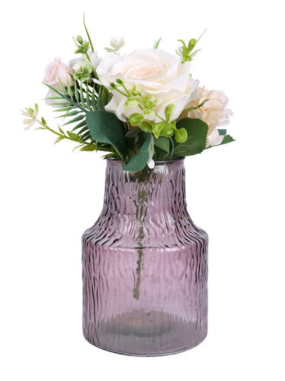 Ros Haze Dusky Pink Textured Glass Flower Vase