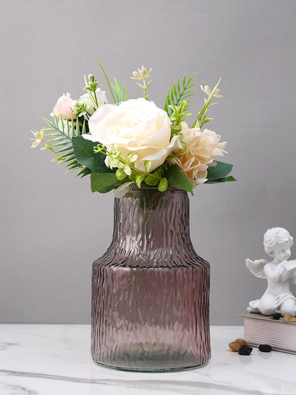 Ros Haze Dusky Pink Textured Glass Flower Vase